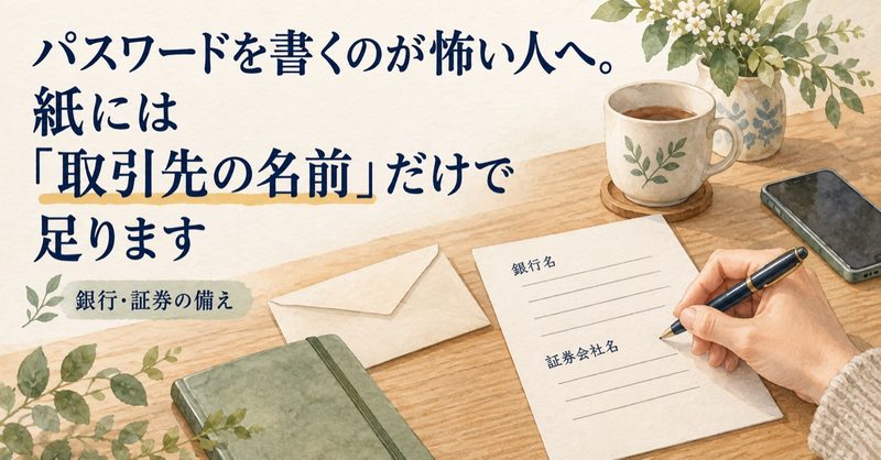 パスワードを書くのが怖い人へ。紙には「取引先の名前」だけで足ります